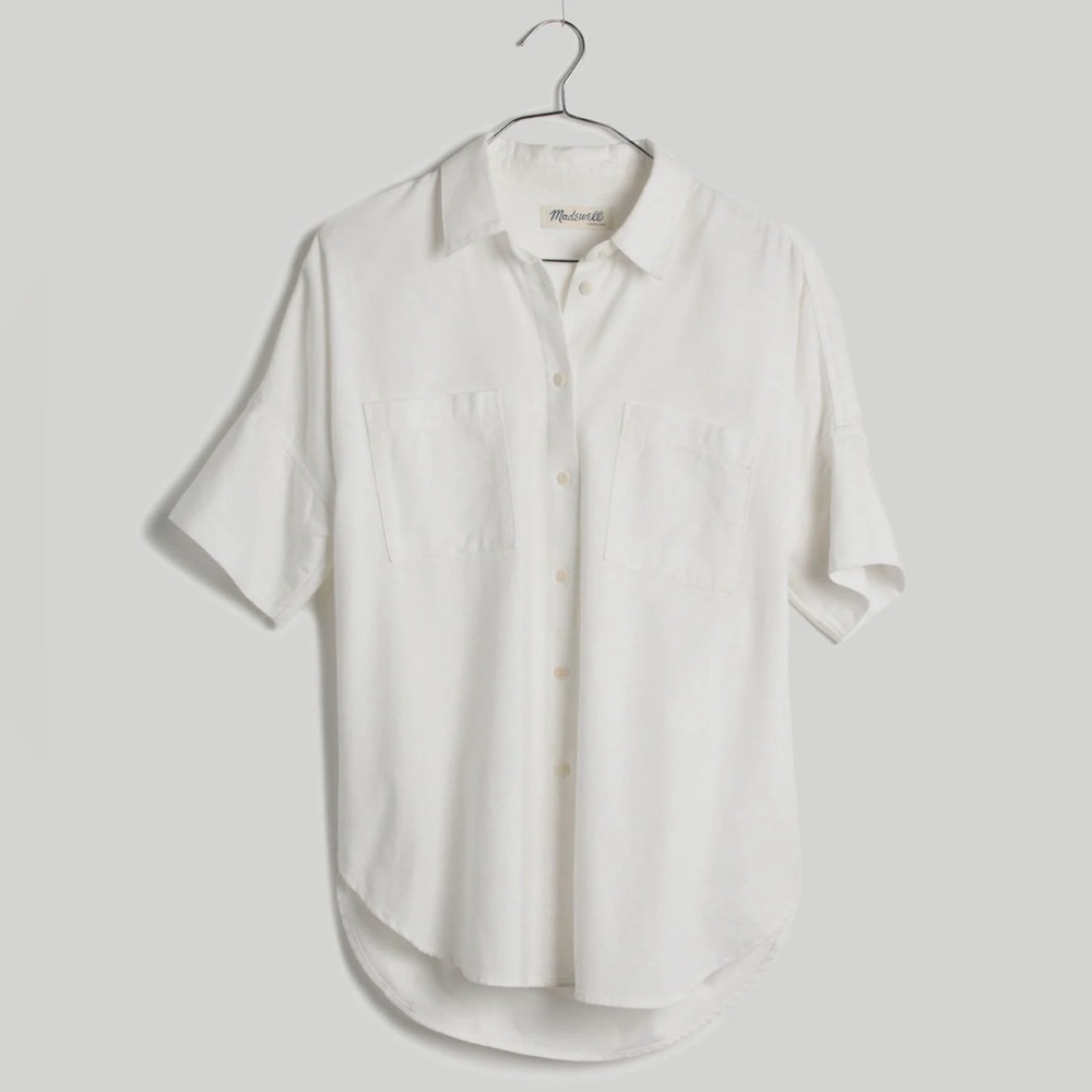 Madewell White Courier Shirt Boxy Button Front Short Sleeve XXL